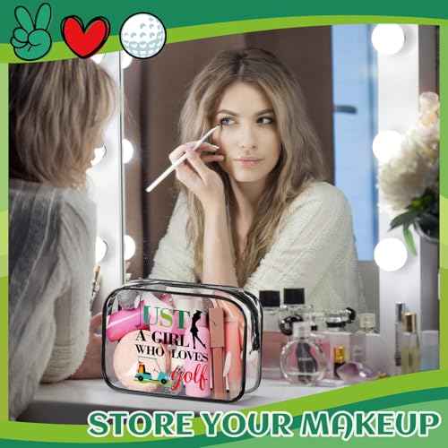 Kacctyen 12 Pcs Golf Pouch for Women 7 x 4. 7 x 2. 4 Inch Christmas Golf Gift Cosmetic Makeup Bags PVC Clear Cheer Case Toiletry Pouch for Women Purse Zipper Bulk Goodie Gifts Accessory Team Party