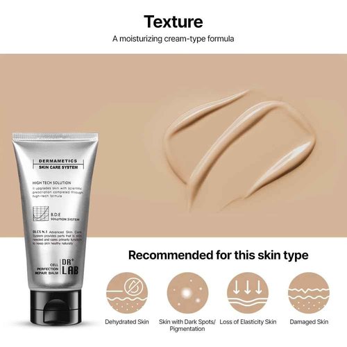DR+LAB Cell Perfection Repair Balm 1.69 fl oz /50ml Tinted Repairing Moisturizing Soothing Cream K-beauty Mild Formula BB