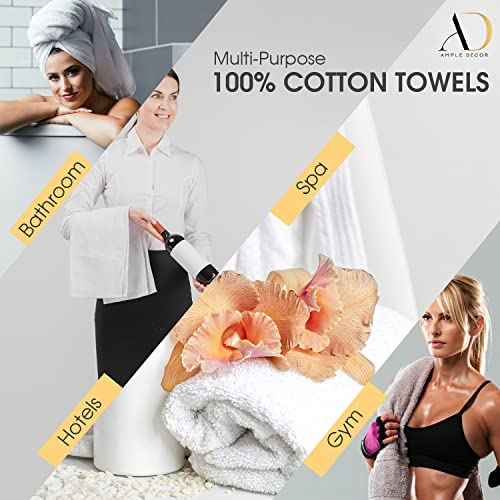 Ample Decor Washcloths Pack of 5 12 X 12 Inch, 600 GSM 100% Cotton Soft Absorbent, Premium Quality Durable Machine Washable, Ideal for Bathroom, Pool, Hotel, Spa ? Green