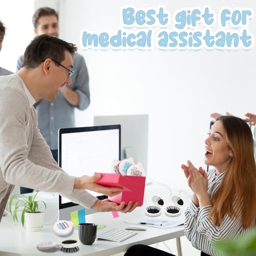 Meanplan 12 Pcs Medical Assistants Gifts Bulk MA Folding Hairbrushes with Mirror Medical Assistant Appreciation Gifts for MA Week Doctor Nurse Accessories Christmas Party Favor