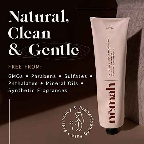 Nemah - Stretch Mark Cream for Pregnancy - Pregnancy Stretch Mark Prevention & Reduction, Postpartum Stretch Mark Cream with Vanistryl, Shea Butter, & Macadamia Oil - Vegan & Cruelty-Free - 3.5 oz.