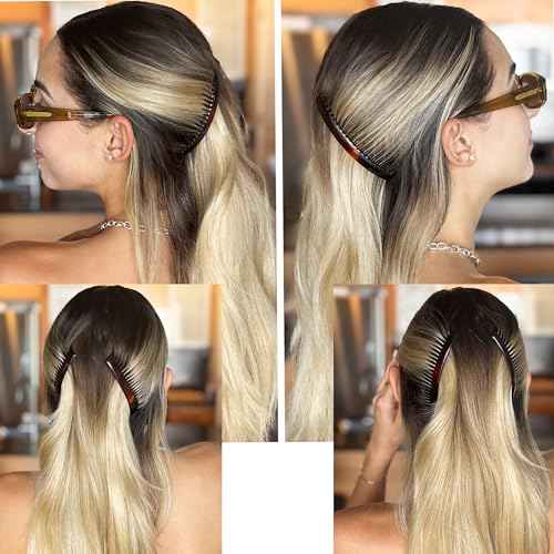 Camila Paris AD66/2 French Side Comb Large Curved Tortoiseshell Hair Combs for Women Fine Hair, 4 Inch Strong Hold Comb for Women Bun Chignon Up-Do Styling Girls Hairstyle Accessories, Made in France