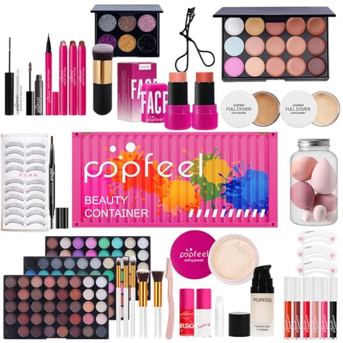 All-in-one Holiday Make up Gift Sets | Makeup Kit for Women Full Kit Teen Girls Xmas Beauty Essential Beginner Bundle Include Eyeshadow Palette Lipstick Blush Concealer Face Powder Mascara Lipgloss
