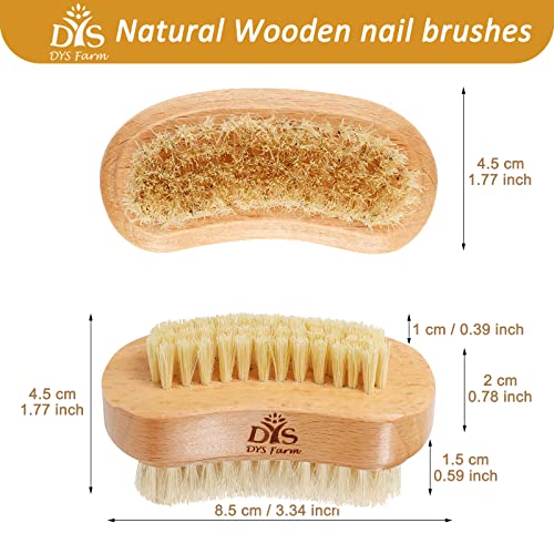 Generic Wooden Fingernail Nail Brushes for Cleaning, Natural Boar Sisal Bristle Two-sided Non-slip Hand Foot Nails Cleaner Scrubber for Men Women Kids