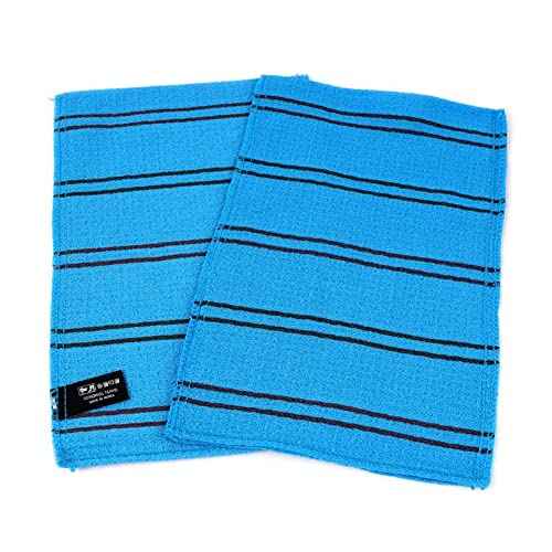 SONGWOL 10 Pack Korean Beauty Skin Large Exfoliating Bath Shower Towel Gloves Scrub Wash Clothes Made in Korea Blue