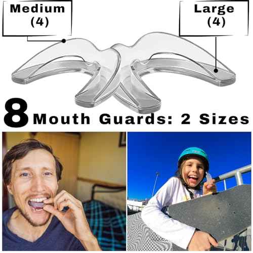 Mouth Guard for Grinding Teeth at Night ? Custom Fit Night Guards for Teeth Grinding with 8 Trimmable Dental Guards and 2 Travel Cases
