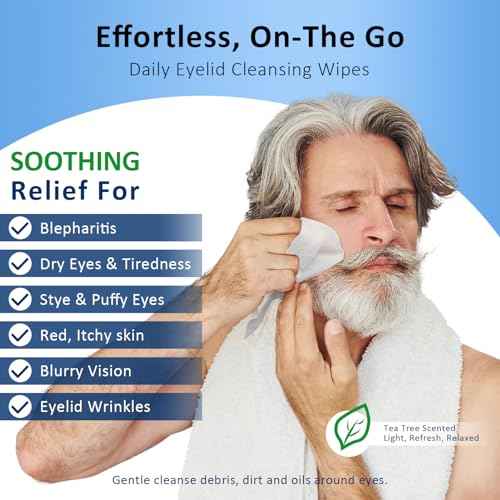 30PCS Eyelid & Lash Wipes for Itchy & Dry Eyes, Tea Tree Oil Eyelid Wipes for Styes & Blepharitis, Daily Eye Cleansing Wipe, Hypoallergenic & Soothing For Sensitive Eyes, Stay Hydrated Lid Wipe