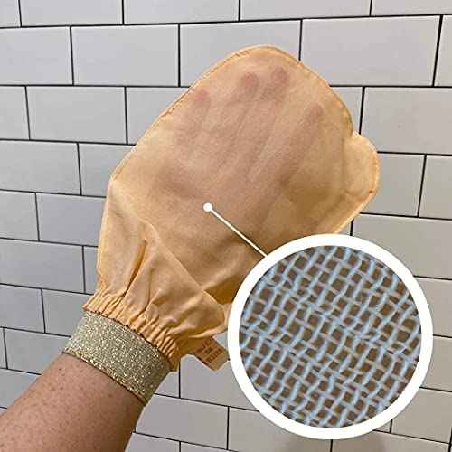 WATCH ME GLOW Silk Exfoliating Glove 100% Turkish Silk DEEP EXFOLIATING Body Scrubber Dead Skin Removal Body Exfoliator SMOOTHS SKIN and Keratosis Pilaris Exfoliating Mitt