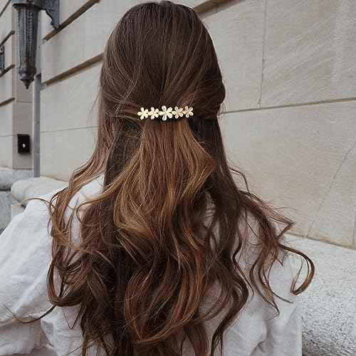 2 Pcs 2.64inch Flower Opal Hair Clips Gold Sparkly Wedding Barrettes Fancy Hair Pins Valentines Wedding Prom Engagement Birthday Decorative Accessories for Women Girls Thick Fine Hair
