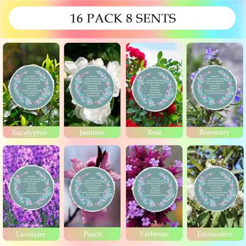 16 Pack Shower Steamers Aromatherapy - Natural Essential Oil Shower Bombs for Relaxation, Stress Relief & Self Care, Gift for Women & Men (8 Scents, 2 Each)