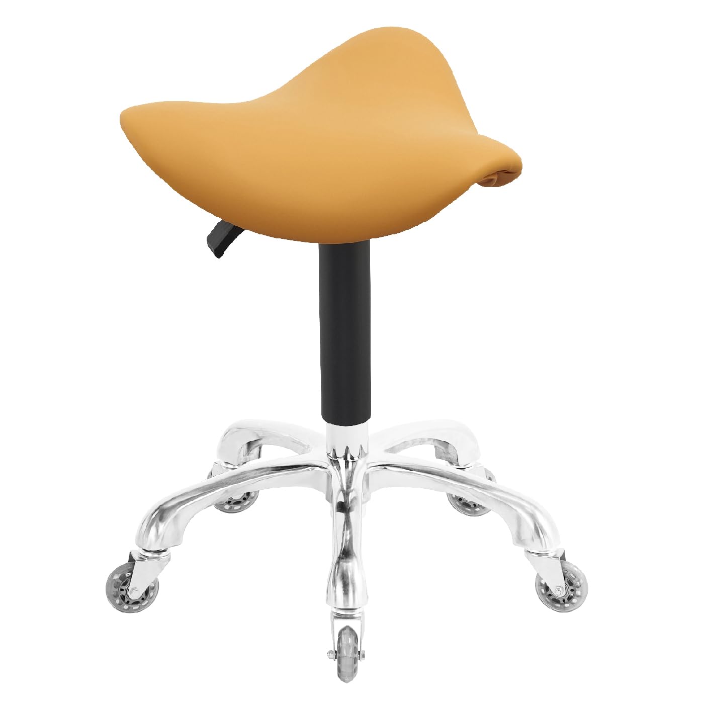 Nazalus Saddle Stool Rolling Chair Hydraulic Adjustable with Wheels for Office Home Salon Spa Studio (Orange)