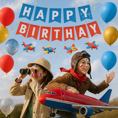 96PCS Airplane Temporary Tattoos Pre-Cut, Aviation Theme Birthday Party Decorations, Fighter Jet Plane Tattoo Stickers for Kids Boys Girls, Party Favors, School Gifts & Rewards