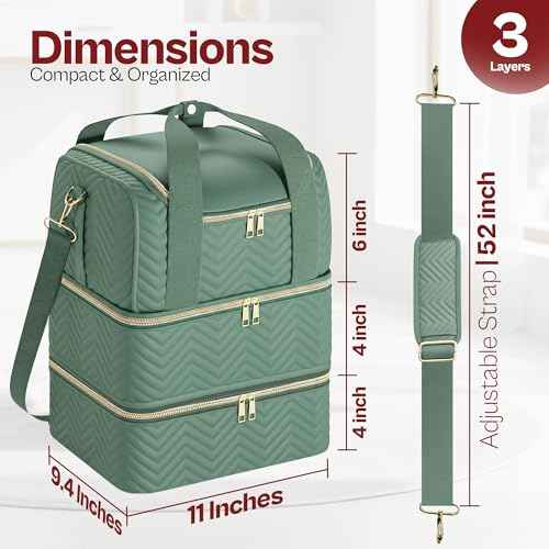 Castal Nail Polish Organizer Bag?3-Layer Nail Organizers and Storage Bag with Detachable Bottom Section?Holds 84 Bottles?Embroidered Nail Polish Case Organizer with Luggage Strap & Card Slot?Teal