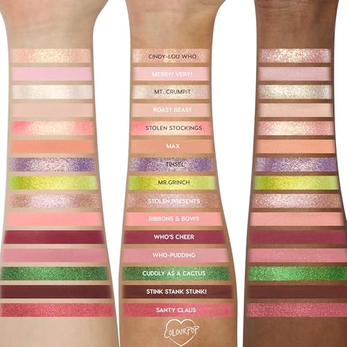 ColourPop x The Grinch How The Grinch Stole Christmas Eyeshadow Palette - Limited Edition 15 Pan Eye Makeup Palette with 5 Buildable & Blendable Finishes - High-Pigment, Long Lasting Formula (0.63 oz)
