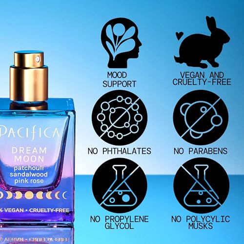 Pacifica Dream Moon Womens Spray Perfume 1 fl oz ? Long-Lasting Floral Woody Fragrance for Her - Rose, Patchouli, Sandalwood ? 100% Vegan, Cruelty-Free, Phthalate-Free Fragrance