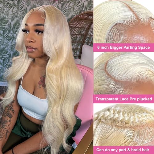 613 13x6 Lace Front Wig Human Hair Body Wave Blonde Wig Human Hair 200% Density 613 HD Lace Frontal Wig Blonde Lace Front Wigs Human Hair Pre Plucked Glueless 613 Wig 22 Inch