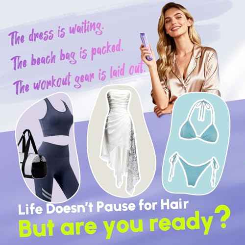 Bikini Trimmer for Women Dual Head - IPX7 Waterproof & Painless Electric Razors for Beauty, Pubic Hair, Face, Legs & Underarms? Portable Cordless Shaver with Fast Charging (Purple)