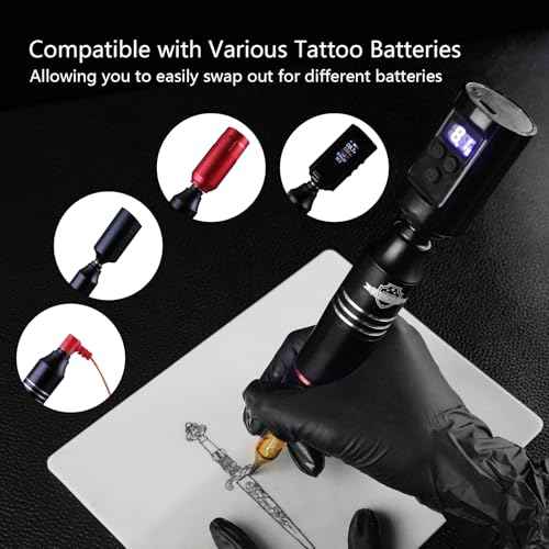 Wireless Tattoo Kit for Beginners - Tattoo Machine with 1200 mAh Capacity Power Supply, Tattoo Pen Kit with 10Pcs Tattoo Cartridge Needles Transfer Papers and 3mm Tatoo Practice Skin