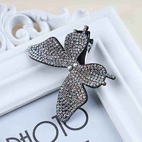 Andelaisi Silver Vintage Rhinestone Butterfly Hair Clip - Hair Securing, Hairdressing - 3D Butterfly, Solid Pattern, One Count