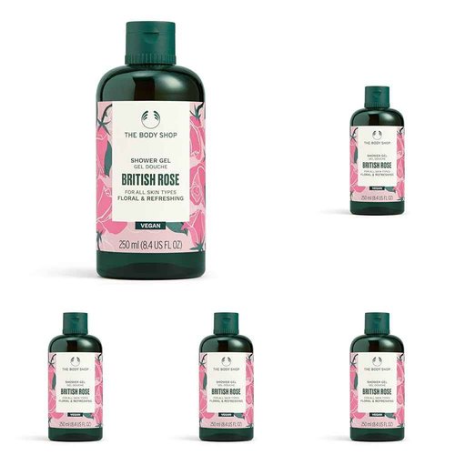 The Body Shop British Rose Petal Soft Shower Gel, 8.4 fl. oz. (Pack of 5)