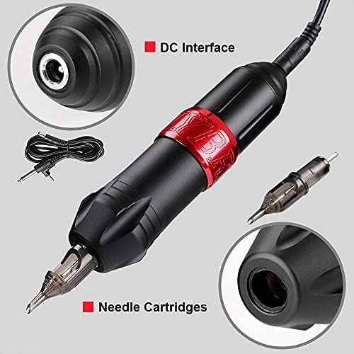 Tattoo kit Tattoo Pen DC Interface Rotary Tattoo Machine with Needle Cartridges Power Supply Quiet Body&Art
