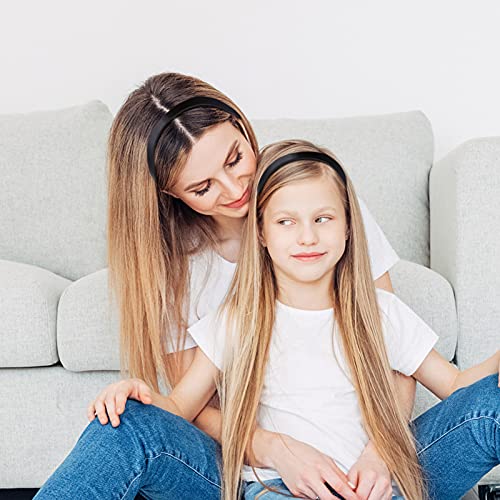 36 Pcs Black Plastic Headbands with Teeth Comb for Women Girls,9mm Hard Plain Thin Hair Bands DIY Accessories for Lady,Sold