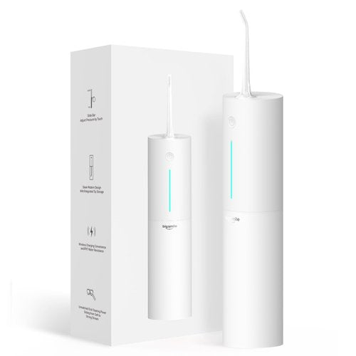 Bigsmile Water Dental Flosser, Portable Cordless, 200ML, Rechargeable, IPX7 Waterproof, Effectively Keep Mouth Clean and Healthy (White)