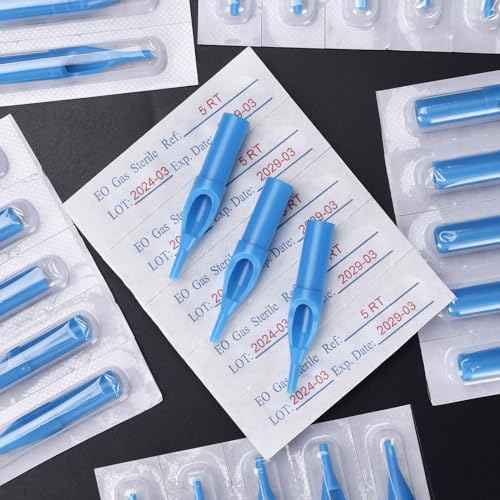 50pcs Disposable Tattoo Needle Tips Set Blue 3DT 5DT 7DT 9DT 11DT Plastic Tattoo Nozzle Tips for Tattooing Supplies (3RT)