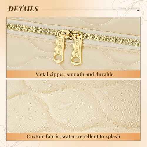 YOREPEK Nail Polish Organizer Case Holds 42+ Bottles (15ml/0.5 fl.oz), 2-Layer Nail Kit Bag with Compartments for Nail Supplies, UV Lamp, Nail Tech Organizers and Storage for Manicure Tools, Beige