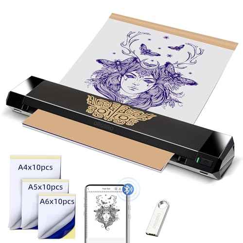 ORGBRO Tattoo Stencil Printer, X8 Thermal Tattoo Transfer Printer with 30pcs Transfer Paper, A4/A5/A6 3-in-1 Wireless Tattoo Machine for Tattoo Artists & Beginners, Compatible with Phone/Tablet/PC