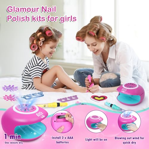 Kids Nail Polish Set for Girls - Nail Art Kit for kids Ages 7-12 - Girl Gifts - Non Toxic Nail Polish,Girls Stuff for Spa,Makeup,Manicure - Birthday Gifts for Girl Age 6 7 8 9 10-12 Years old