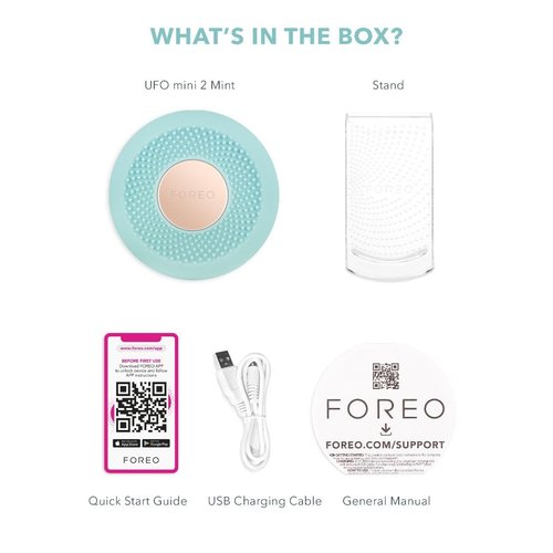 FOREO UFO mini 2 Red Light Therapy For Face - Deep Facial Hydration - Anti Aging - Face Moisturizer - Dark Spot Remover - Full LED Spectrum - Mint