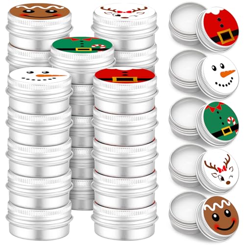 25 Pcs Christmas Peppermint Flavor Lip Balms Gifts Tins Bulk Peppermint Candy Flavor Lip Balms Elf Christmas Party Gifts Favors Stocking Stuffers Bulk for Coworkers Staff Employee(Casual Style)