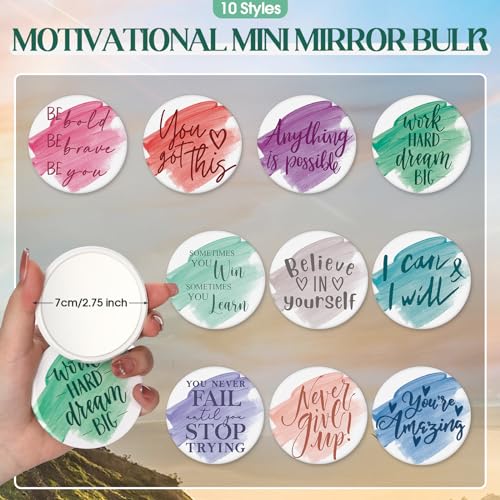 40 Pcs Employee Appreciation Gifts Inspirational Canvas Makeup Bags Compact Mirrors Bulk Cosmetic Bags Portable Mirror Thank You Gifts for Women Christmas Nurse Practitioner (Motivation)