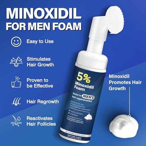 Minoxidil 5% Foam for Men Hair Growth Foam Suitable for Hair Thinning Receding Hairline and Hair Loss to Hair Regrowth Get Thicker Fuller Hair 3 Bottles 2.11 Ounces Each