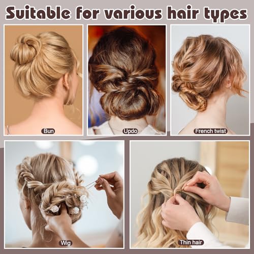 480 Pcs Bobby Pins Hair Pins Kit, U Shaped Hair Pins for Buns, Hair Pins for Women, Hair Rubber Bands with Box, 2/2.36/2.76inch Black Bobby Pins Brown Hair Blonde Hair Pins for Styling