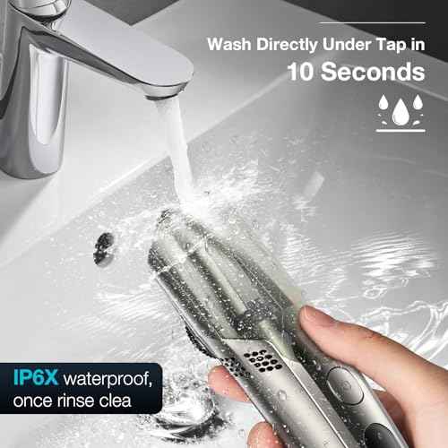 VivaEase Vacuum Beard Trimmer for Men - 90min Cordless IPX6 Waterproof/Smart Hair Collector, 2 Combs 20mm Adjustable Combs & SkinSafe Precision Blades
