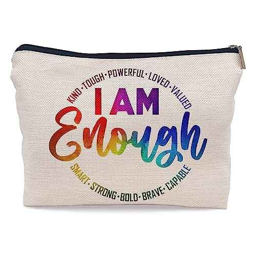 Ayxvt I am Positive Self Affirmation Colorful Cosmetic Bag Decorative Women's Makeup Bag Zipper Pouch Travel Toiletry,Motivational Gifts for Women Teen Girls
