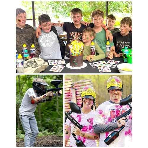 204Pcs Paintball Temporary Tattoos - Fun Kids Paintballs Tattoos Temporary Stickers Favors for Paintball Birthday Decorations, Paintball Party Supplies Class School Carnival