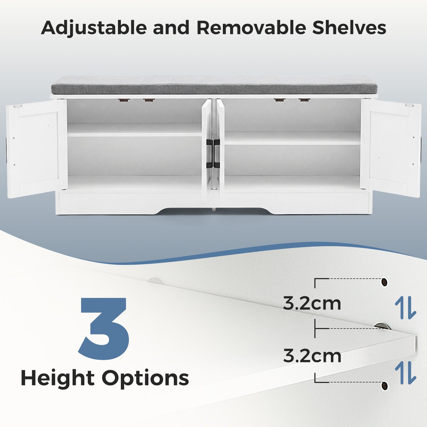 Wooden Shoe Storage Cabinet for Living Room - Multiple Sizes