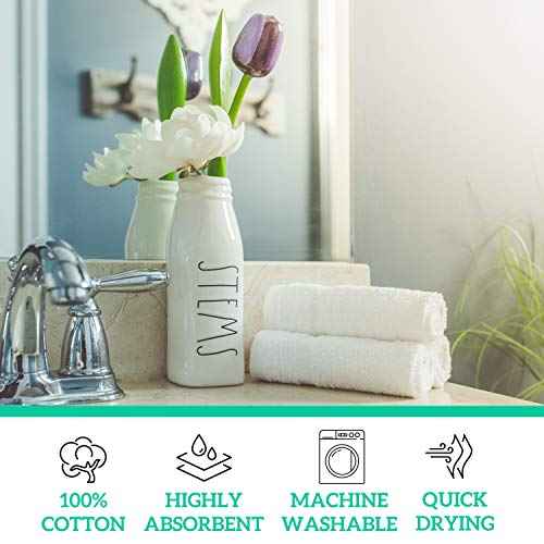 GREEN LIFESTYLE Bulk Washcloths 12x12 50 Pack - Face Towel, Wash Clothes for Body and Face - 100% Pure Cotton Wash Cloths for Your Body (White)