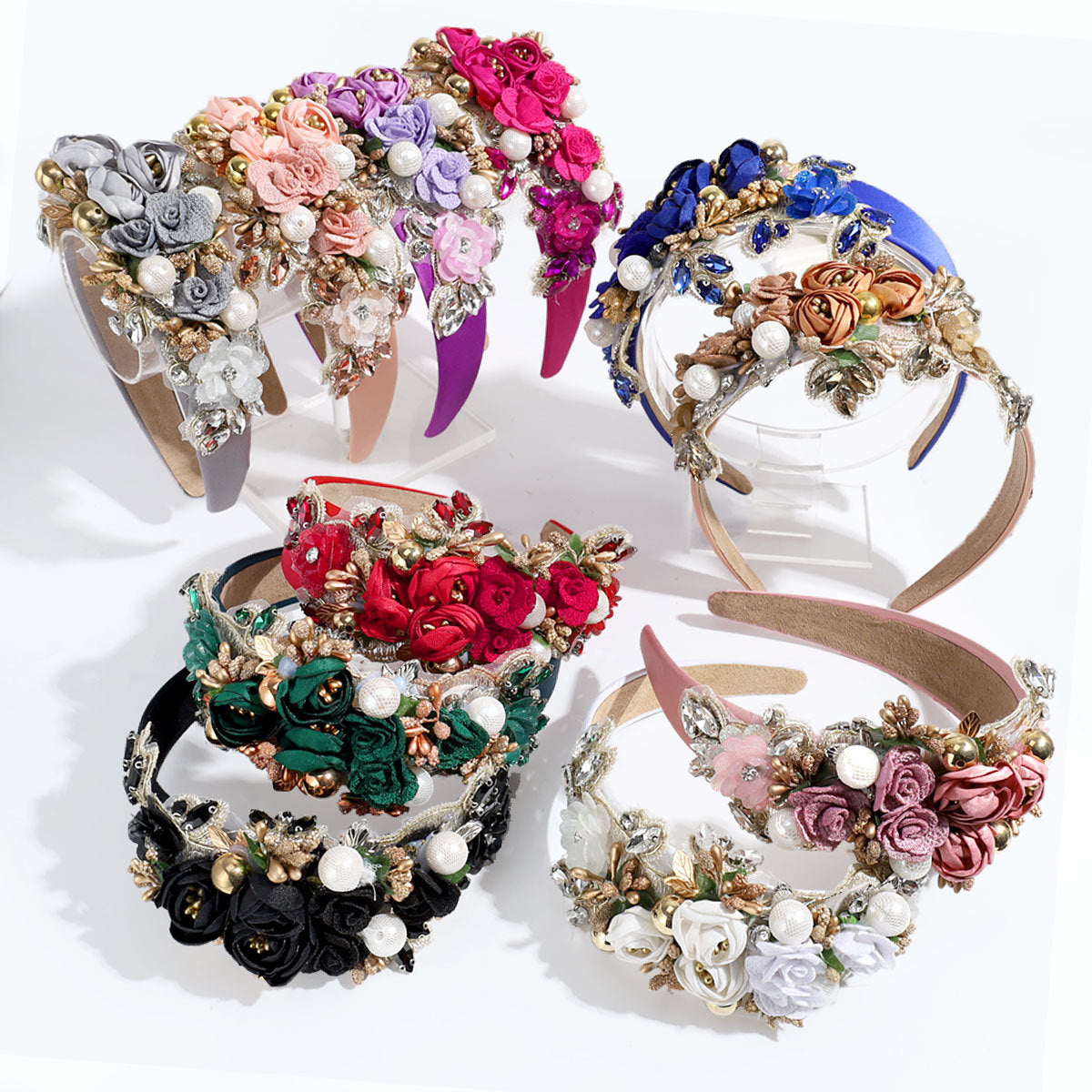 Baroque Rhinestone Pearl Headband – Multiple Colors