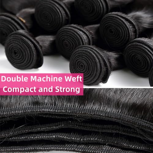 Loose Wave Human Hair Bundles with Closure(14 16 18+12 Inch,Free Part) Pre Plucked with Baby Hair 12A Unprocessed Loose Deep Wave Bundles with 4x4 Closure Human Hair