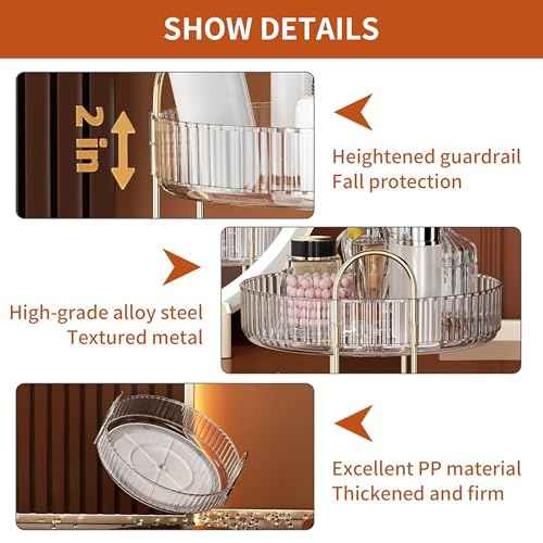 YCIA&DONE 360 Rotating Makeup Organizer and Storage for Vanity Bathroom Countertop, High Capacity Cosmetic Skincare Perfume Organizers for Dresser Lazy Susan (Clear White,2 Tiers)