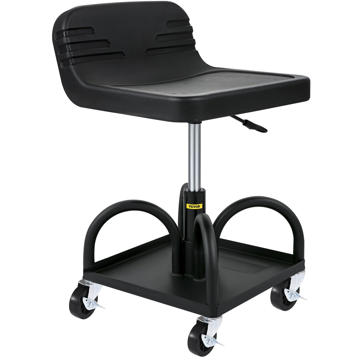 Adjustable Rolling Garage Stool - 300LBS Capacity, Tool Tray