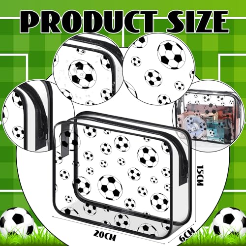 Kacctyen 20 Pcs Soccer Clear Makeup Gift Bags Bulk for Team Girls Soccer Party Accessories Goodie Bags for Football Lovers Clear Cosmetic Bag PVC Waterproof Christmas Gift for Women
