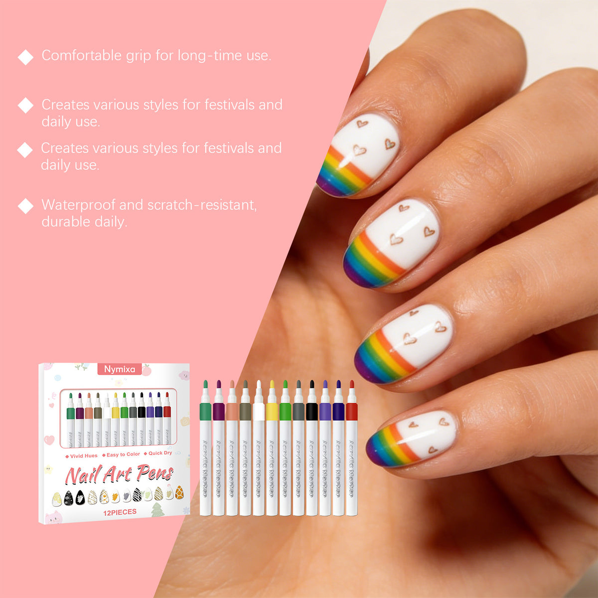 8-Piece Nail Art Pen Set for Manicure and Detailing