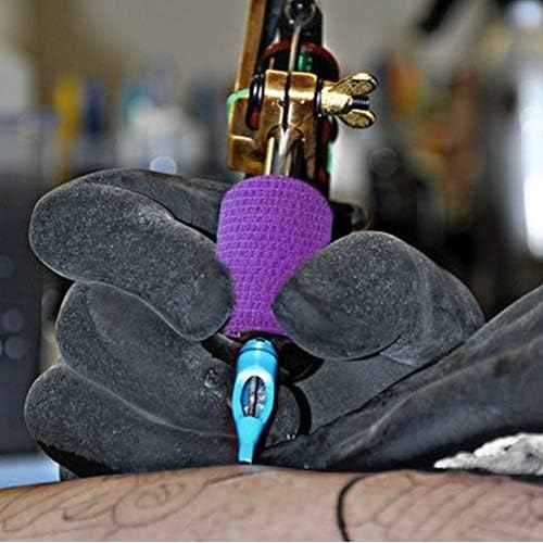 VideoPUP Tattoo Grip Cover Wrap,12PCS Disposable Cohesive Tattoo Grip Cover Elastic Bandage Handle Grip Tube for Tattoo Machine Tattoo Grip Accessories(Phosphor Pink+Purple)