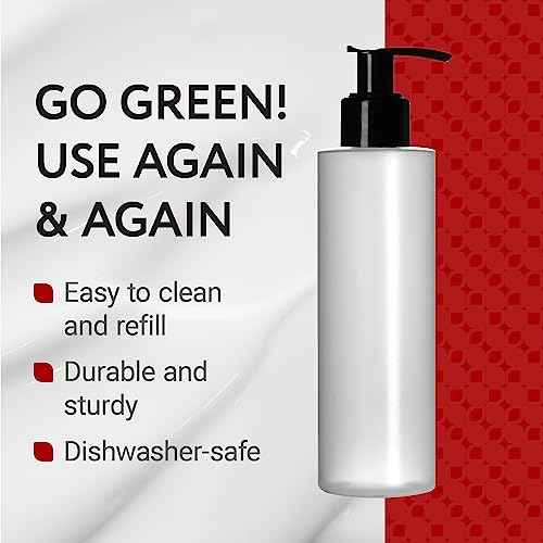 Impresa Plastic Pump Dispenser Bottle - Versatile Lotion Bottle with Pump for Massage Oil - Dishwasher-Safe Refillable Lotion Dispenser - Opaque, 8 Fl Oz, 6-Pack