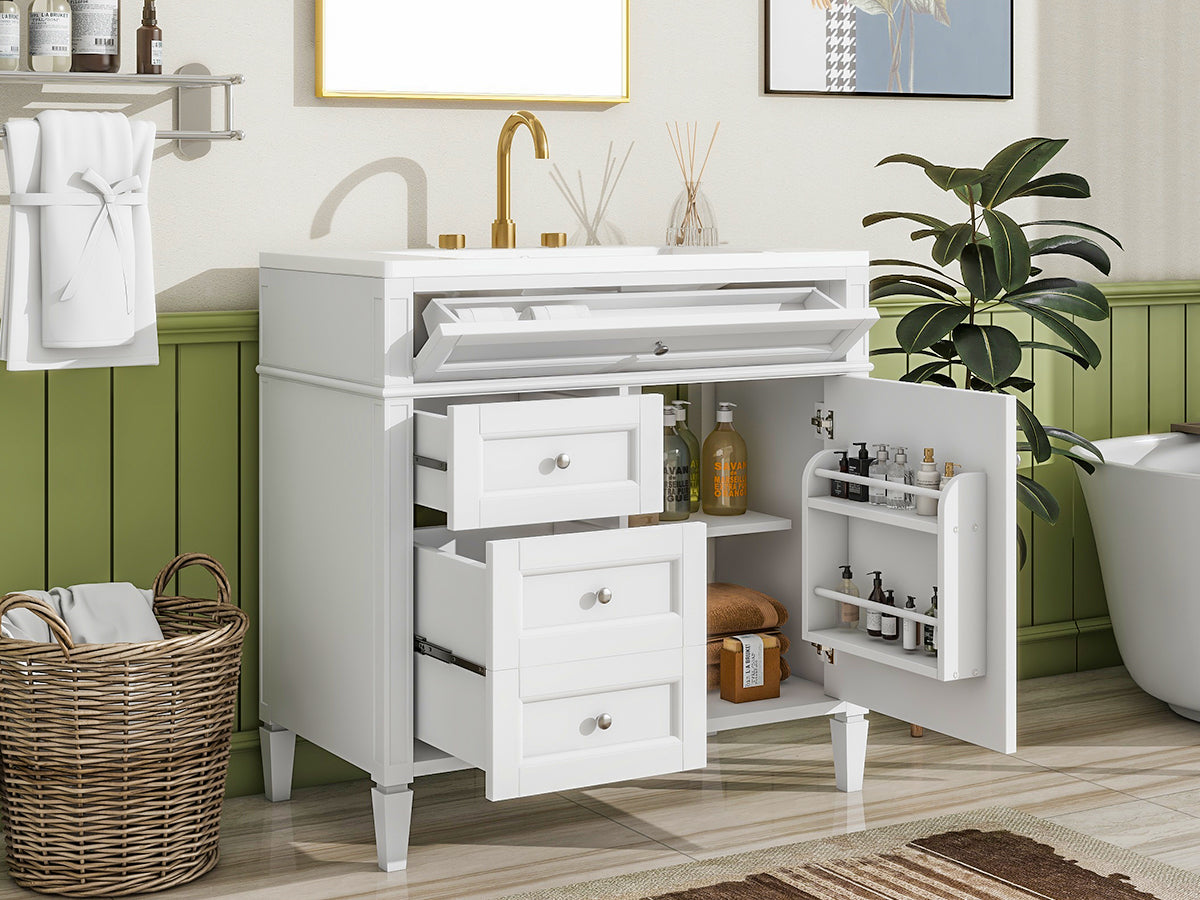 36'' Modern Bathroom Vanity with Ceramic Sink and Storage Cabinet